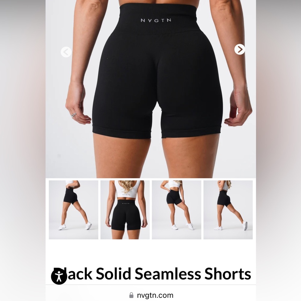 NVGTN Black Solid Seamless Shorts